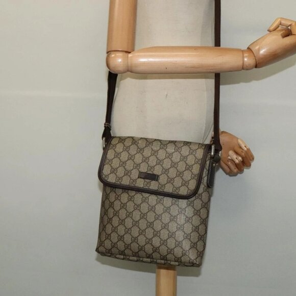 GUCCI GG Supreme Shoulder Bag PVC Beige Silver 223666 Auth ep10673 - Picture 1 of 16